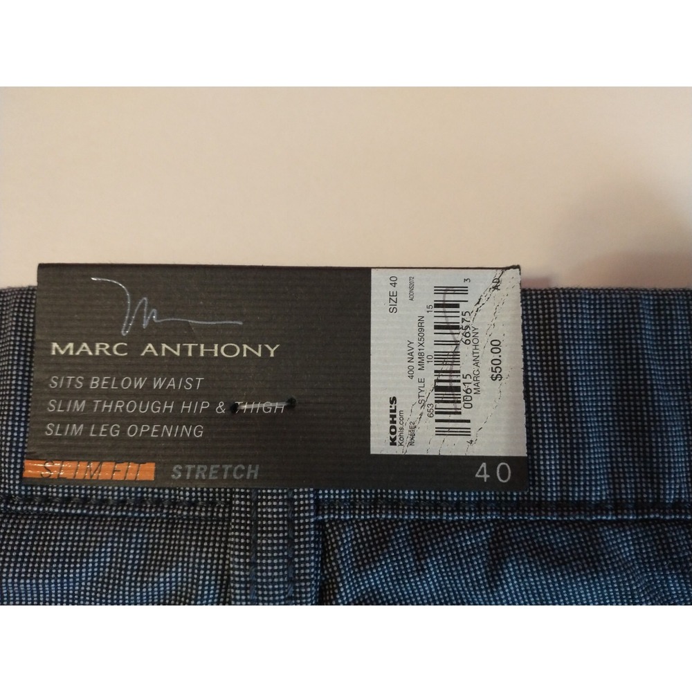NWT Marc Anthony Shorts Slim Fit Navy /Grey Size 40 Stretch Waist $50 - Picture 5 of 8